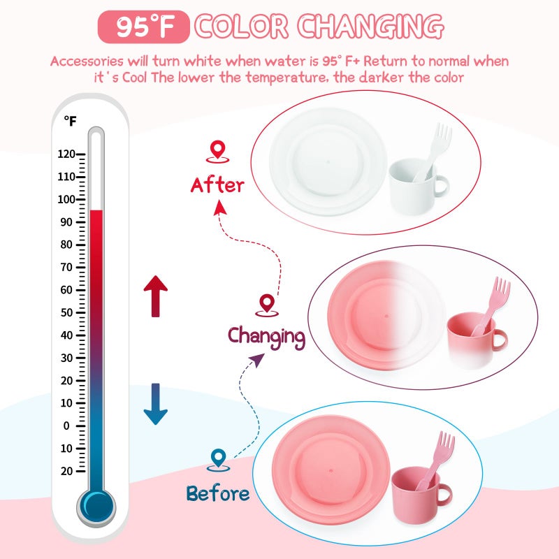 Asweets Color Changing Kitchen Sink Toys, Toddler Sink Toys with Running Water, Pretend Play Toys with Upgraded Faucet, Automatic Water Cycle System (Pink) - Image 5