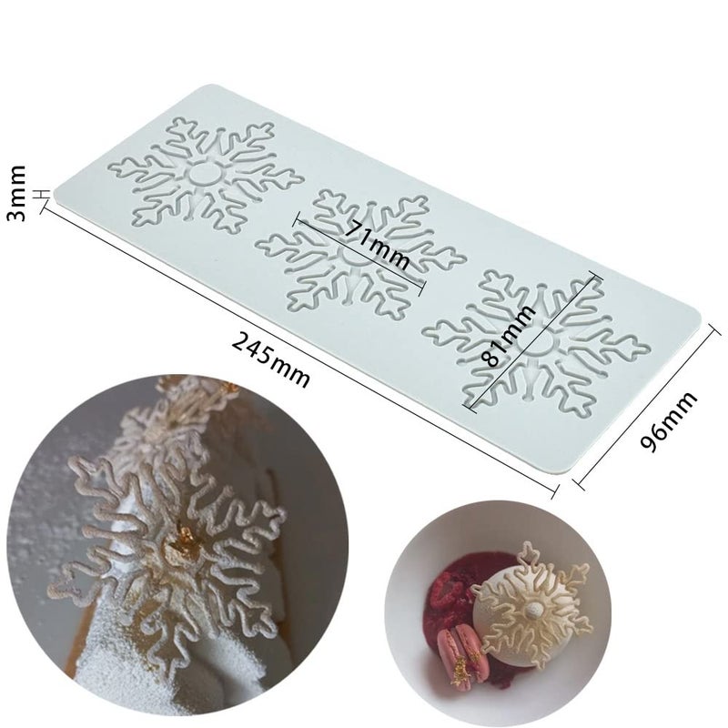 TUKE Hollow Snowflake Silicone Mold Chocolate Candy Fondant Mold 3D Embossing Silicone Mold Cake Fondant Silicone Mold Clay Mould for Cupcake Top Sugar Craft Cake Decoration (A_9.80x3.84x0.12inch) - Image 4