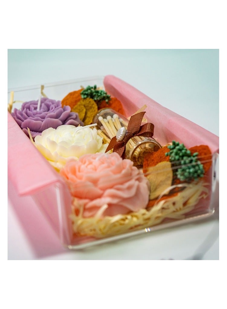   صوفيا طبيعة 3 شموع ورد مع أعواد ثقاب في علبة أكريليك - Image 2