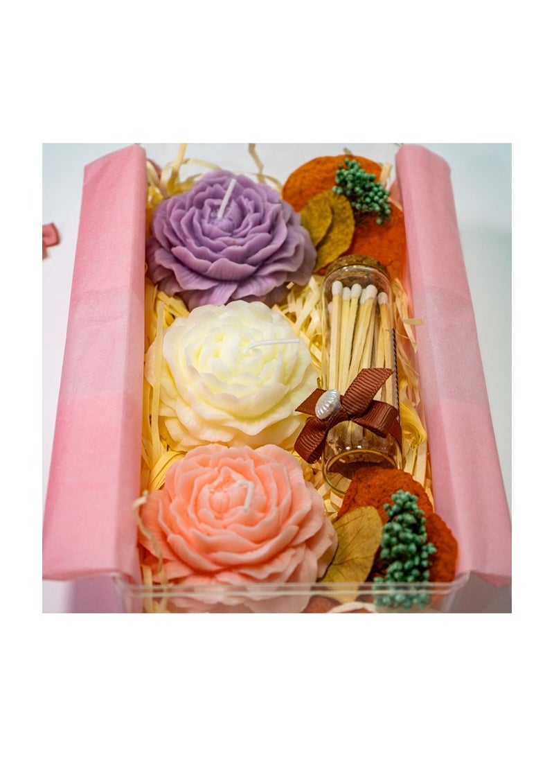   صوفيا طبيعة 3 شموع ورد مع أعواد ثقاب في علبة أكريليك - Image 3