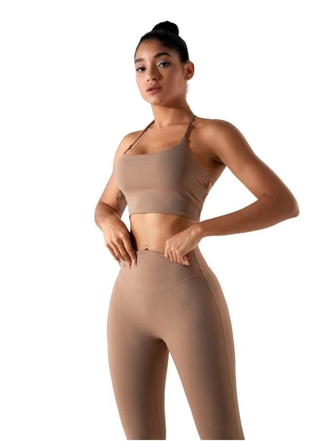كون.يوغا Womens Striped Back Sleeveless Sports Bra