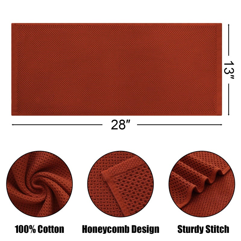 Kitinjoy 100% Cotton Waffle Weave Kitchen Towels  6-Pack Super Soft and Absorbent Kitchen Dish Towels for Drying Dishes  Kitchen Hand Towels  13 in x 28 in  Rust - Image 2