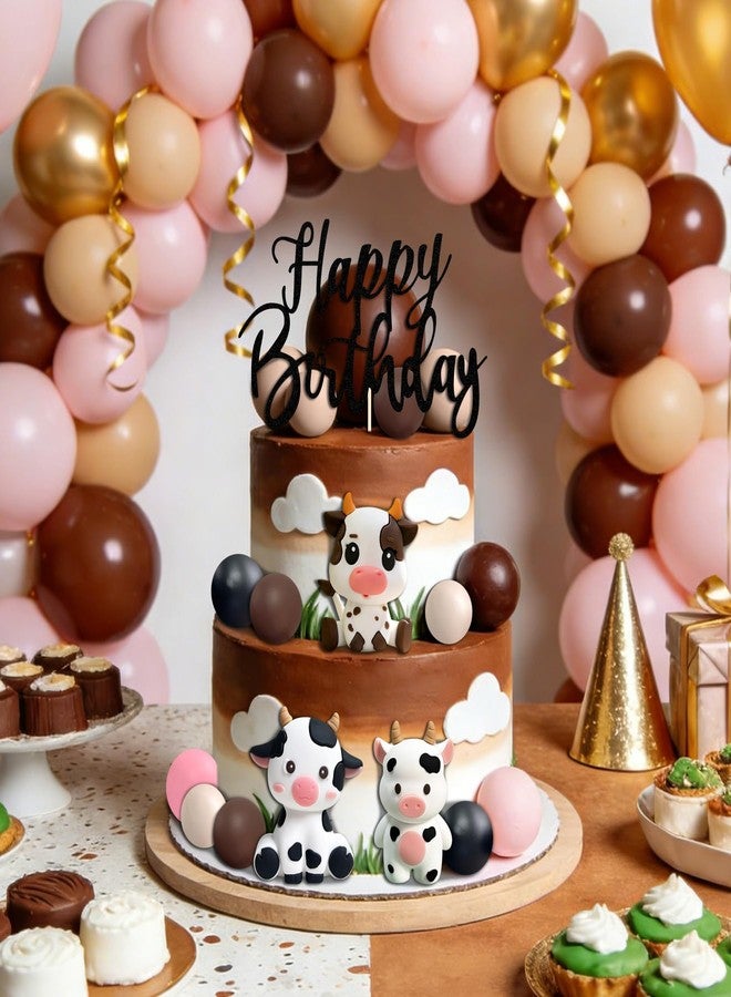 LAST HOE DOWN Cow Cake Topper, Happy Birthday Cake Decoration with Farm Animal Theme (black) - Image 2
