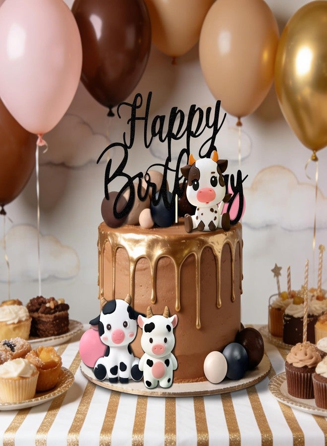 LAST HOE DOWN Cow Cake Topper, Happy Birthday Cake Decoration with Farm Animal Theme (black) - Image 5