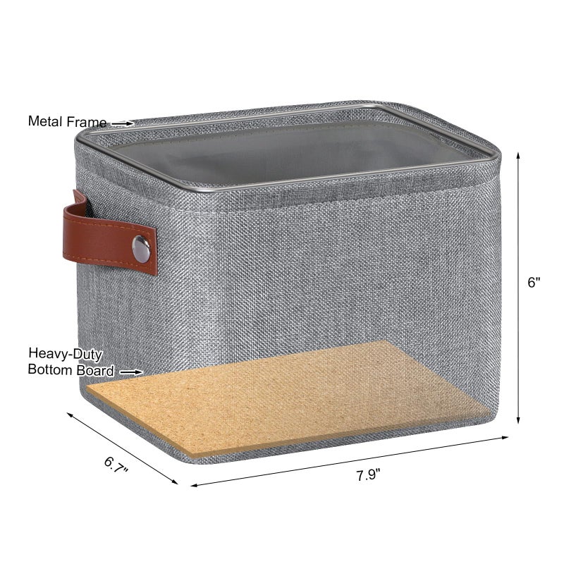 Kntiwiwo Small Fabric Storage Bins, 7.8x6.7x5.9 inch Mini Storage Cubes 4-Pack Storage Basket for Makeup Collapsible Fabric Storage Organizer with Handles, Decorative Basket for Desk, Shelves, Grey - Image 2
