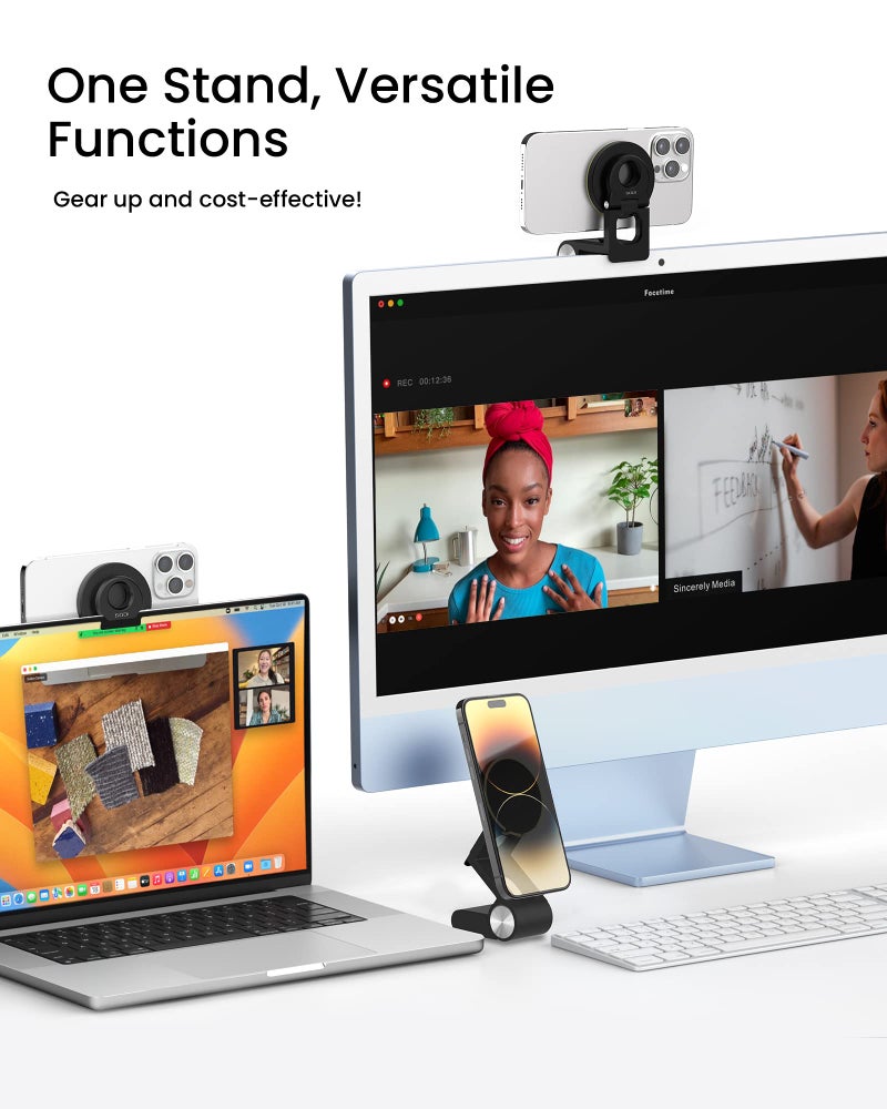 SODI Continuity Camera Mount for Desktop Monitor & iMac, Detachable iPhone Webcam Mount, Adjustable Magnetic Phone Stand for iPhone 17 Pro/Max 16/15/14/13/12 and Mac TV 4K Display OS Ventura - Image 2