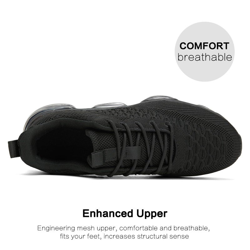 Socviis Men's Air Cushion Running Shoes Breathable Tennis Fashion Sneakers Non Slip Workout Casual Sport Shoes Gym Training Comfortable Walking Shoes All Black - Image 5