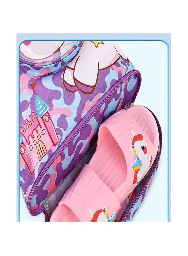 PUSHKH حقيبة ظهر للأطفال من بوشكه لتخزين الملابس الجافة والمبللة بشكل منفصل مع جيب للأحذية وحقيبة كتف برباط، متعددة الألوان - Image 5