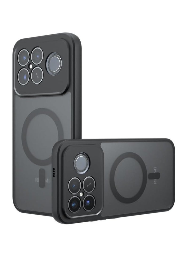 general Magnetic Protective Case for Xiaomi POCO F8 Ultra, [Supports Wireless Charging] Matte semi-transparent black case with anti-yellowing air cushion protection PC+TPU shock-absorbing cover - Image 1