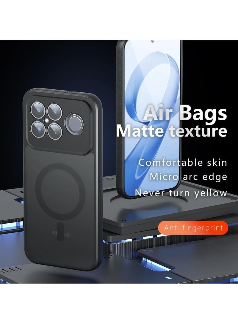 general Magnetic Protective Case for Xiaomi POCO F8 Ultra, [Supports Wireless Charging] Matte semi-transparent black case with anti-yellowing air cushion protection PC+TPU shock-absorbing cover - Image 3
