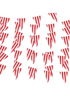 8 Sets 256 Ft 160 Pieces Carnival Circus Bunting Banner Red And White Striped Pennant Banner Triangle Bunting Flag For Carnival Circus Birthday Party Decorations Supplies