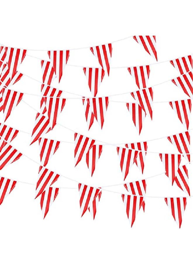 Tatuo - 8 Sets 256 Ft 160 Pieces Carnival Circus Bunting Banner Red And White Striped Pennant Banner Triangle Bunting Flag For Carnival Circus Birthday Party Decorations Supplies - Image 1