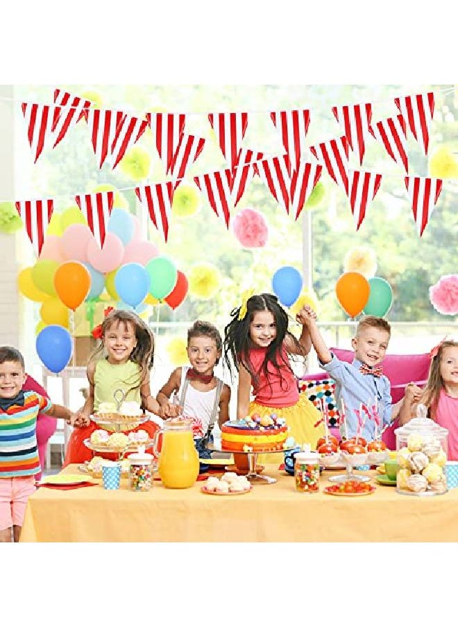 Tatuo - 8 Sets 256 Ft 160 Pieces Carnival Circus Bunting Banner Red And White Striped Pennant Banner Triangle Bunting Flag For Carnival Circus Birthday Party Decorations Supplies - Image 1