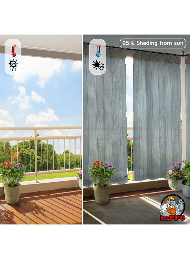 HIPPO 230 GSM Outdoor Sun Blocking Balcony Loop Curtains Sun & UV Protection, Light Filtering 7.5FT Door Curtain (4.5FTX7.5FT, Country-Blue, 2 PC) - Image 2