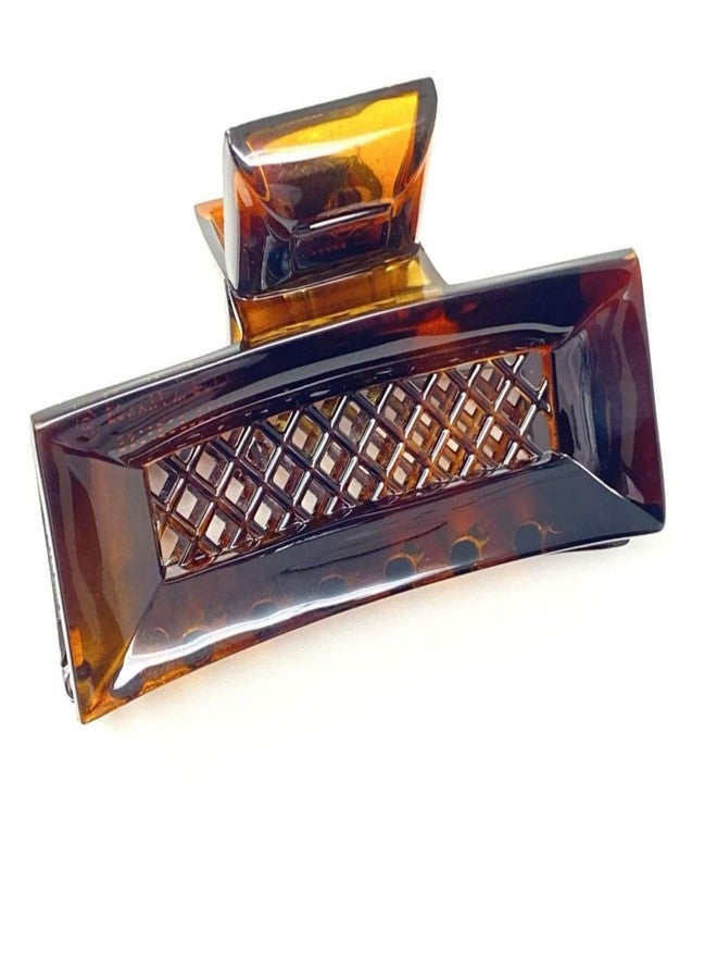Parcelona French Rectangular Tortoise Shell Brown 3 1/2” Celluloid Acetate No Slip Grip Hair Jaw Claw Clip Clamp for Women and Girls Paris Hair Accessories, Made in France - Image 1