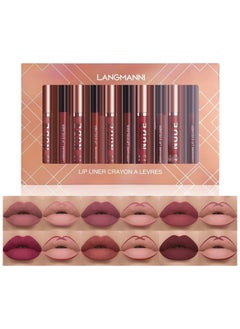 LANGMANNI 6 Matte Lipstick with 6 Lipliners Durable Lip Gloss Long-Lasting Non-Stick Cup Not Fade Waterproof High Pigmented Velvet Lipgloss Kit Beauty Cosmetics Makeup Gift for Girls(12PCS)  - Image 3