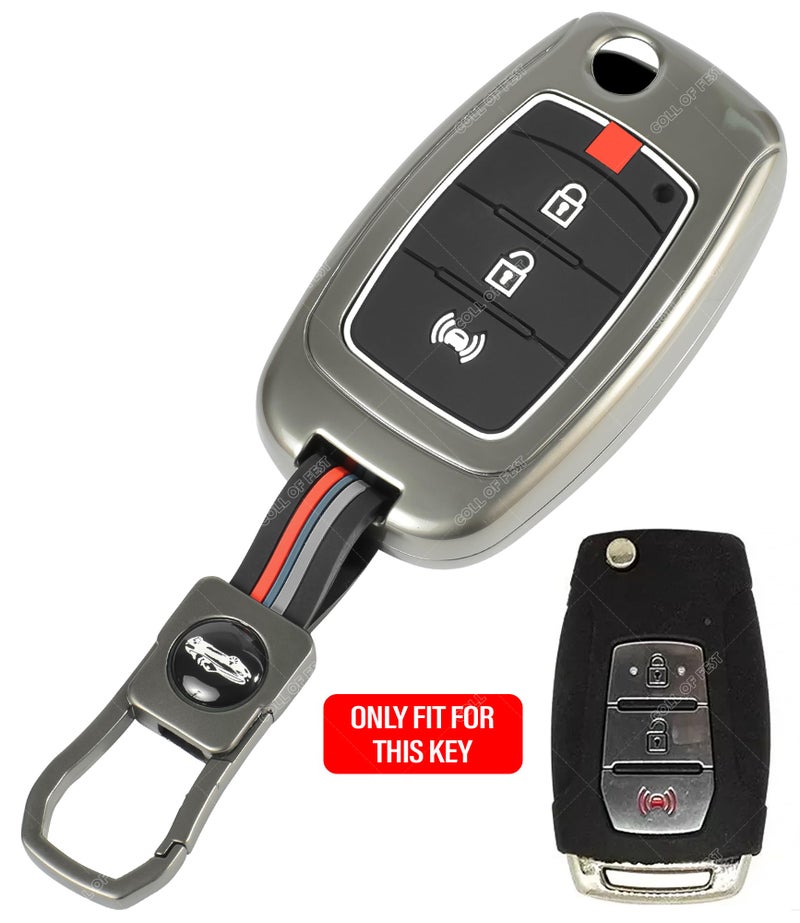 Coll of Fest® Metal Silicon Key Cover Compatible for Mahindra XUV300, Alturas G4 Flip Smart Key Cover Metal and Silicon Protection Special Feature Visible in Low-Light Conditions - Image 4