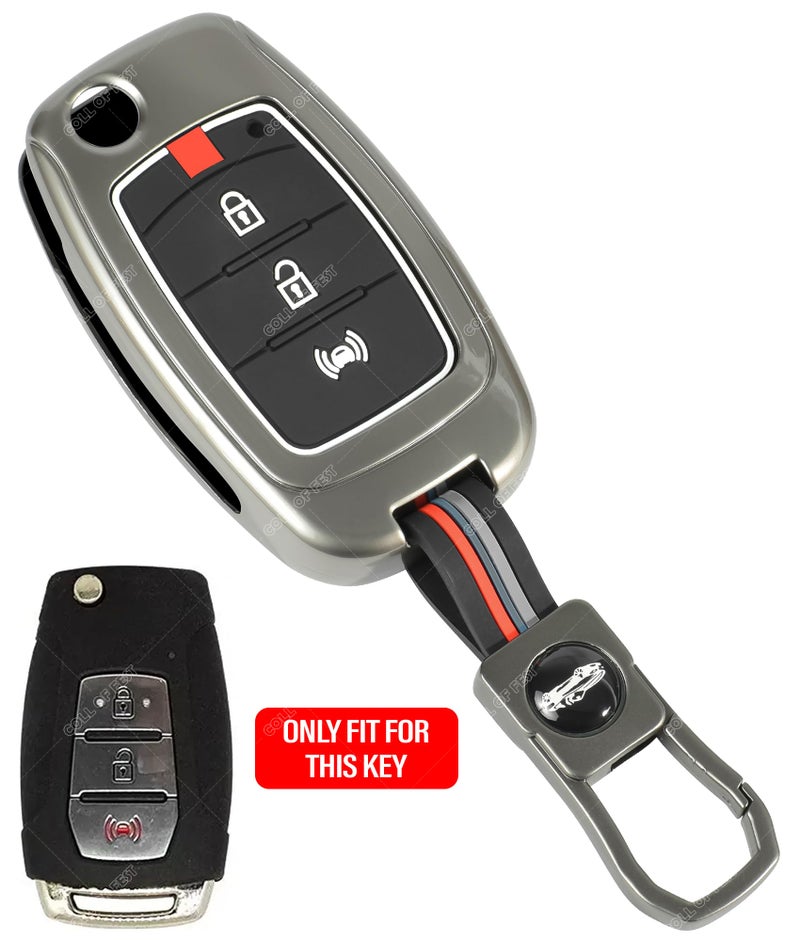 Coll of Fest® Metal Silicon Key Cover Compatible for Mahindra XUV300, Alturas G4 Flip Smart Key Cover Metal and Silicon Protection Special Feature Visible in Low-Light Conditions - Image 2