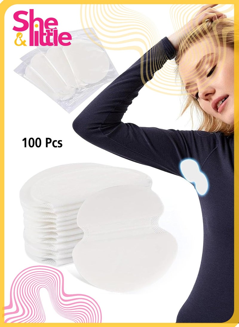 She&Little 100 Pcs Disposable Underarm Sweat Pads, Individually Packaged, Sweat Shields for Women & Men, Safe for Pregnant Women, High Absorbency, Odorless, Breathable, Perfect for Travel, Work, Outdoor Activities - Image 1
