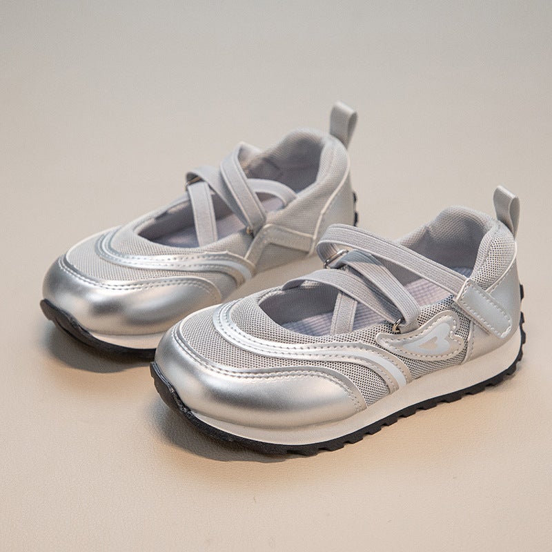 Children'S Retro Ugly Cute Silver German Training Shoes 2025 Casual Shallow Mouth Fashion Breathable Sports Shoes - Image 3