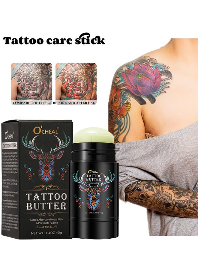 OCHEAL Tattoo Butter - Aftercare Balm Cream Moisturizer Hydrates New Tattoos Revives Old Tattoos Daily Tattoo Healing Brightener Tattoo Lotion Color Enhancement and Brightener Balm 40g  - Image 1