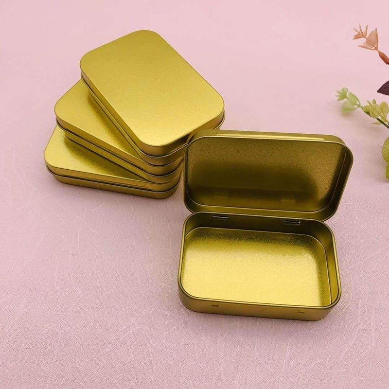 Goodma 20 Pieces Rectangular Metal Empty Hinged Tins Containers Basic Necessities Home Storage Organizer Mini Box Set  3.75 x 2.45 x 0.8 inch (Golden) - Image 4