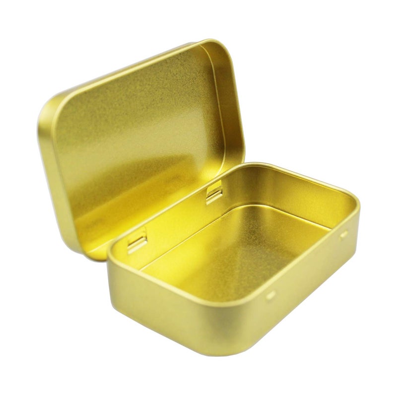 Goodma 20 Pieces Rectangular Metal Empty Hinged Tins Containers Basic Necessities Home Storage Organizer Mini Box Set  3.75 x 2.45 x 0.8 inch (Golden) - Image 2