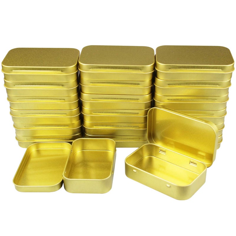 Goodma 20 Pieces Rectangular Metal Empty Hinged Tins Containers Basic Necessities Home Storage Organizer Mini Box Set  3.75 x 2.45 x 0.8 inch (Golden) - Image 1