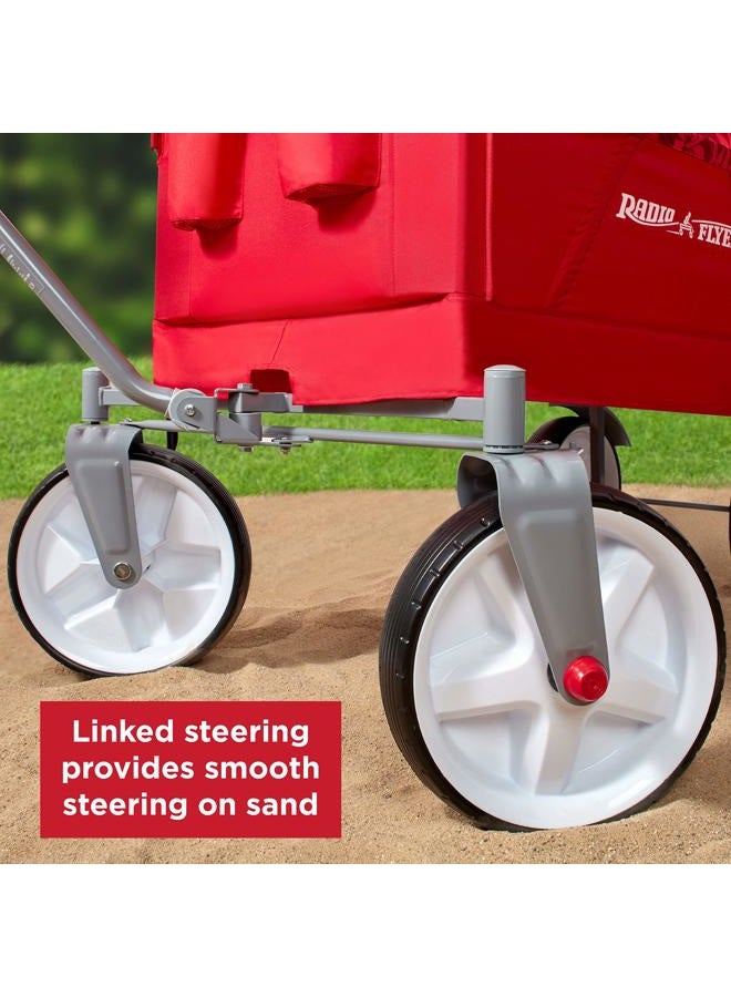 Radio Flyer Beach & Boardwalk Wagon, Folding Beach Cart, Ages 1.5+, Red Beach Wagon - Image 2