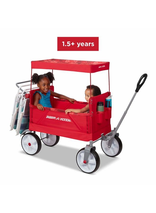 Radio Flyer Beach & Boardwalk Wagon, Folding Beach Cart, Ages 1.5+, Red Beach Wagon - Image 4