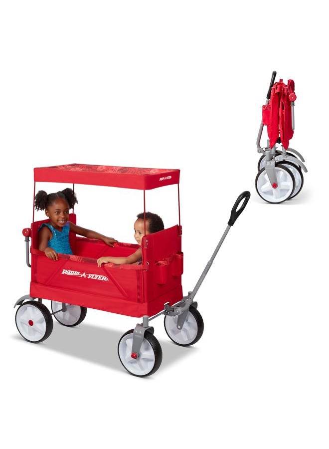 Radio Flyer Beach & Boardwalk Wagon, Folding Beach Cart, Ages 1.5+, Red Beach Wagon - Image 1