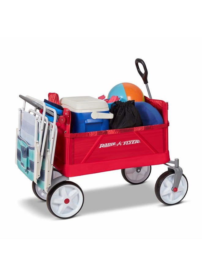 Radio Flyer Beach & Boardwalk Wagon, Folding Beach Cart, Ages 1.5+, Red Beach Wagon - Image 3