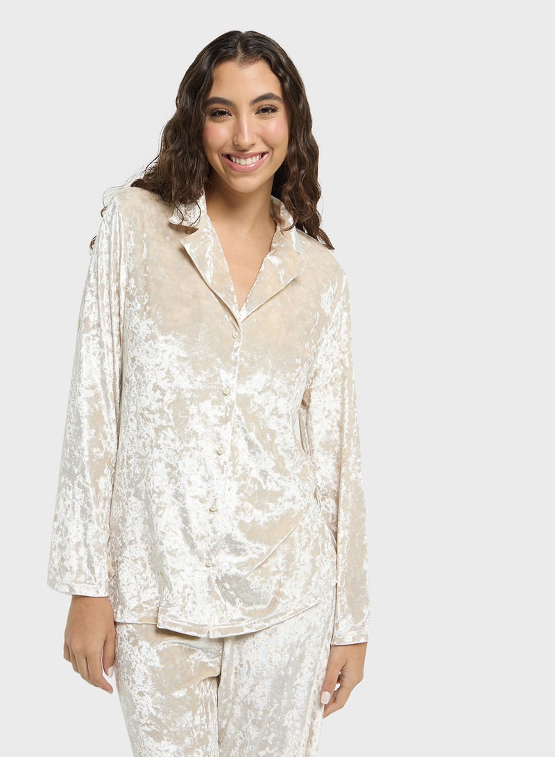 Ginger Velvet Oversize Shirt & Pant Co-ord Set - Image 3