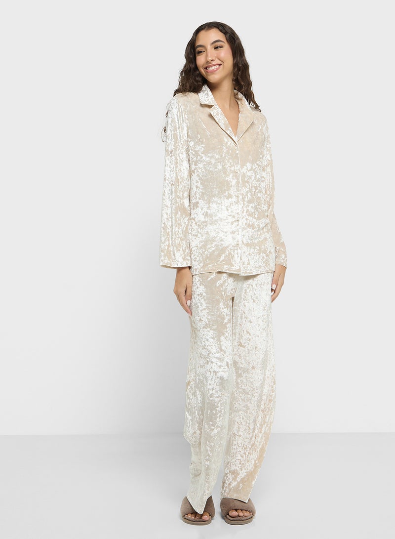 Ginger Velvet Oversize Shirt & Pant Co-ord Set - Image 5