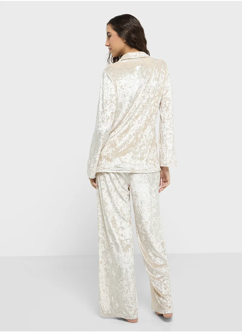 Ginger Velvet Oversize Shirt & Pant Co-ord Set