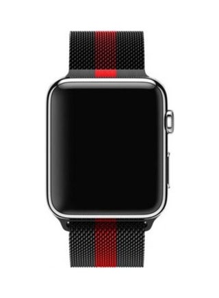 Stainless Steel Milanese Loop Mesh Band for Apple Watch 7/6/SE/5/4/3/2/1 42mm/44mm/45mm Black/Red - view 2