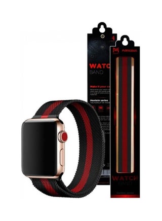 Stainless Steel Milanese Loop Mesh Band for Apple Watch 7/6/SE/5/4/3/2/1 42mm/44mm/45mm Black/Red - view 3