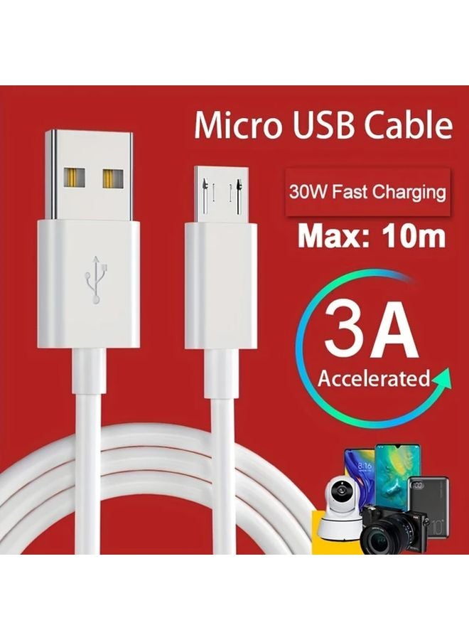 كابل USB مايكرو من 3M بشاحن سريع 3 أمبير وسلك بيانات لأجهزة أندرويد وكاميرا المسجل - Image 2