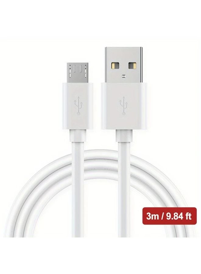 كابل USB مايكرو من 3M بشاحن سريع 3 أمبير وسلك بيانات لأجهزة أندرويد وكاميرا المسجل - Image 1
