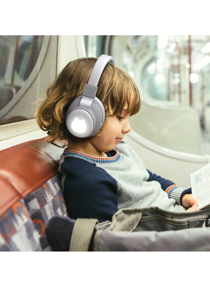 porodo Soundtec Kids Wireless Over-Ear Headphone / Easy Pairing / Clear Sounds / Comfortable Fit / Touch Controls / Safe and Soft Materials- White Cat  - Image 4