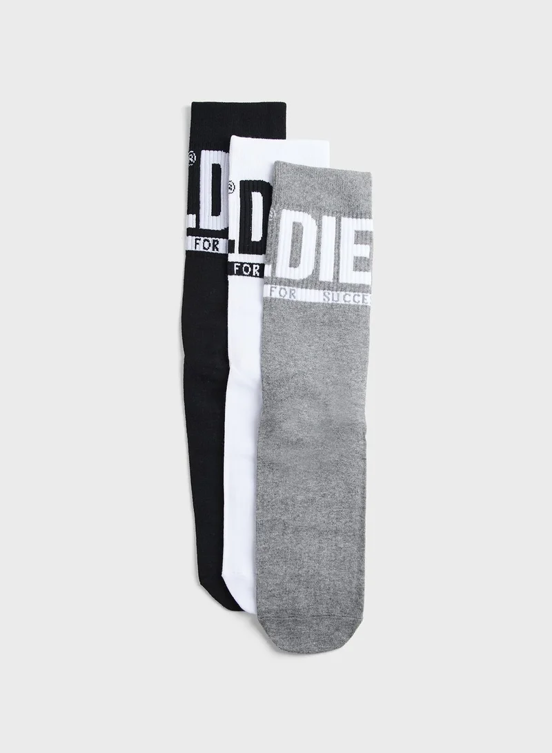 DIESEL 3 Pack Assorted Crew Socks