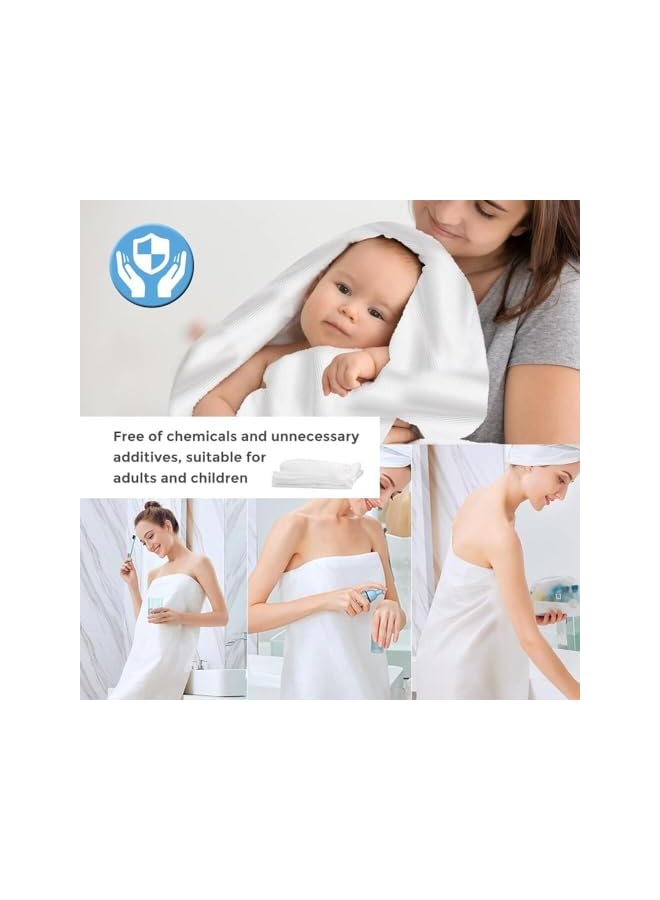 The Bros 10PCS Disposable Bath Towels, Soft Absorbent Pure Cotton Big Shower Towels, Portable Body Towel, Individual Packing, White for Beach Hiking Hotel Spa - 60 * 120CM - Image 3