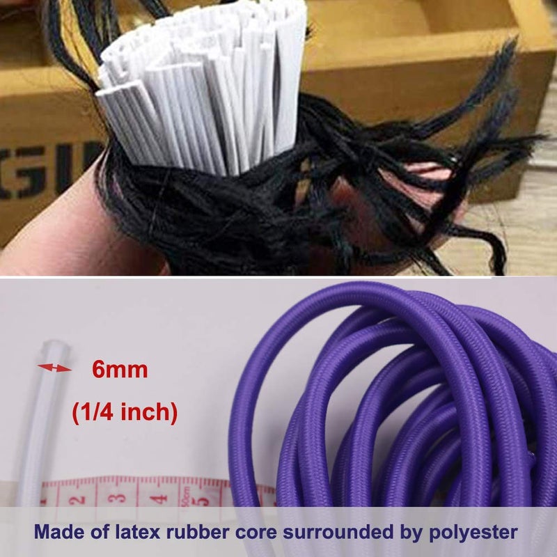 Huouo 1/4"" Elastic Bungee Shock Cords  25 Feet Marine Grade Kayak Heavy Stretch String Rope & Tie Down Trailer Straps for DIY Projects Green - Image 3