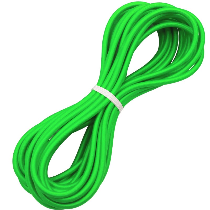 Huouo 1/4"" Elastic Bungee Shock Cords  25 Feet Marine Grade Kayak Heavy Stretch String Rope & Tie Down Trailer Straps for DIY Projects Green - Image 1