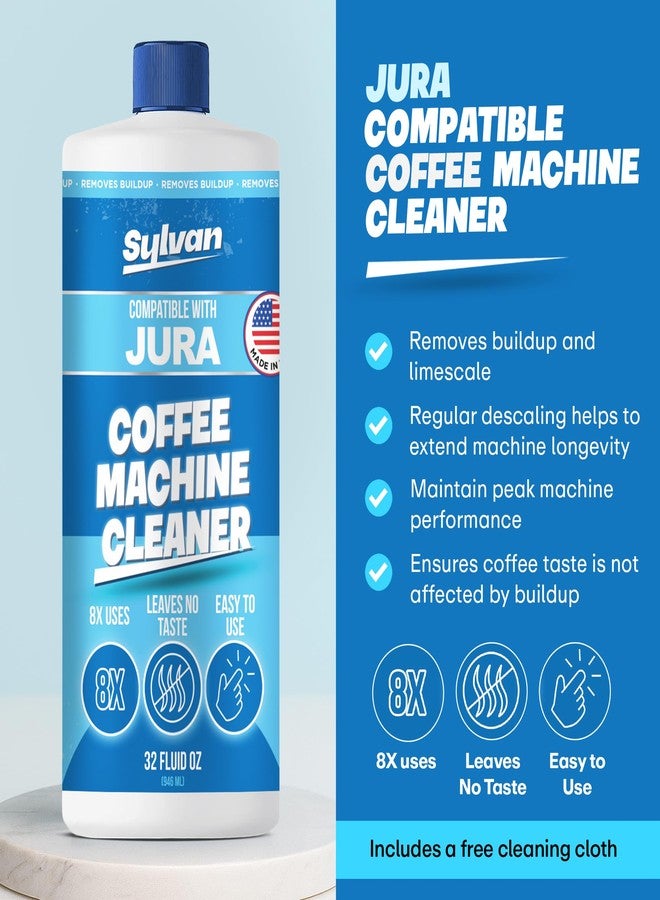 Sylvan Hills Jura Compatible Descaling Solution | Free Cleaning Cloth | 12 Month Supply | Made in the USA | Descaler for all Jura Machines | 32 Oz | Coffee Machine Cleaner for Coffee Makers | Descales and Cleans - Image 2