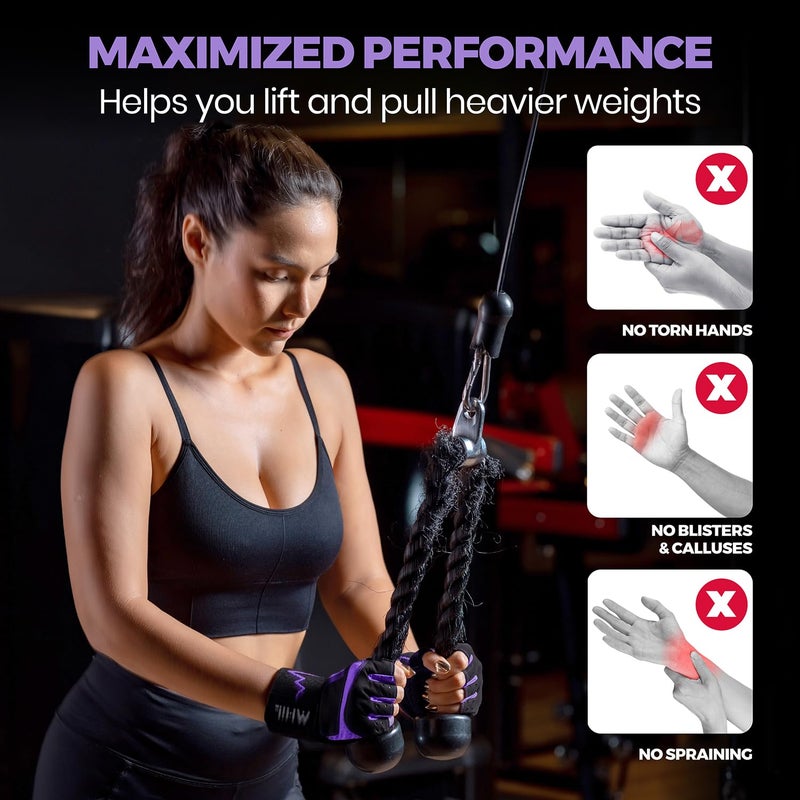 MhIL Workout Gloves for Women â€“ Breathable Gym Gloves for Women with Palm Protection and Enhanced Grip â€“ Padded Weight Lifting Glove for Womens with Wrist Wraps Support Weightlifting Exercise Cycling - Image 4