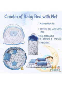 Combo Of Baby Nest | Net With Bed | Carry Bag | 4 Pcs Bedding Set(Fullset Nest) (Blue Moon) - pzsku/Z9DA4C6A8FDD46F26FE8FZ/45/_/1735566838/27e6fe94-7fc9-4a38-859d-1d01caf55e2f