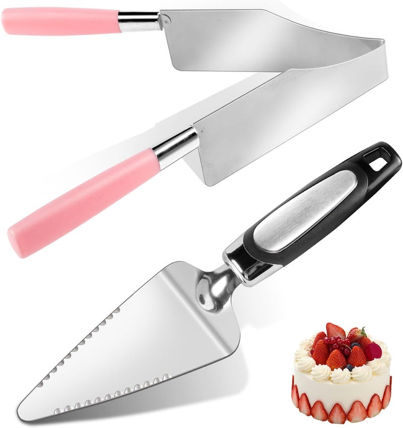 Lmisraely 2 Pcs Cake Slicer Cutter and Multi Function Cake Server Stainless Steel Set for Cutting and Serving Desserts, Brownies, Pizza Cake Spatula - Image 1