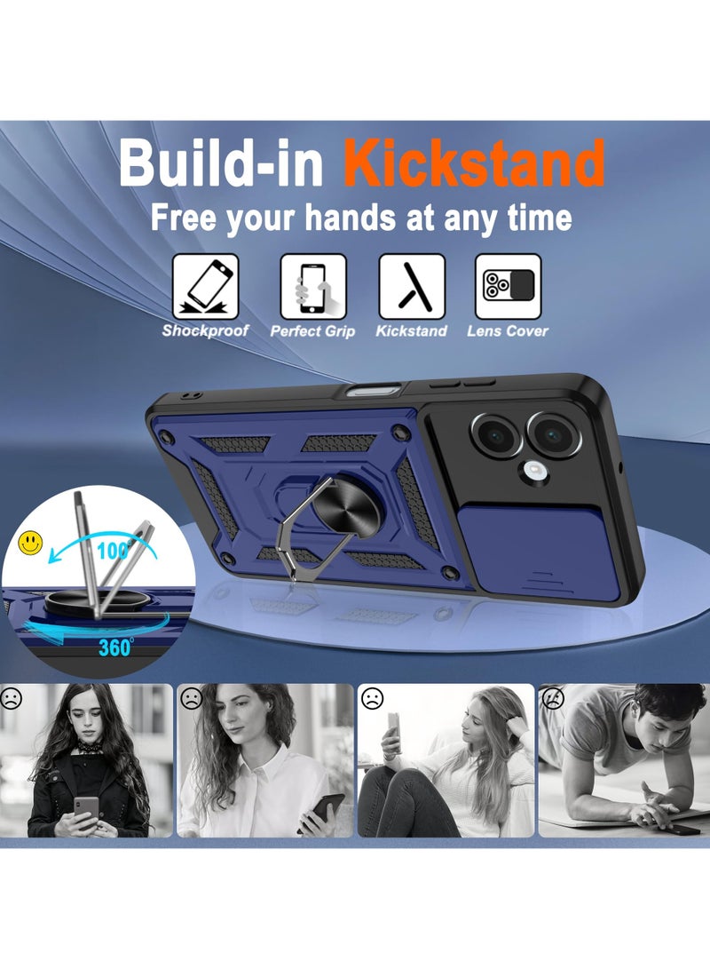 for Samsung Galaxy A06 4G Case Cover, Slide Camera Lens Cover, Magnetic Ring Holder Kickstand Protective Phone Case for Samsung Galaxy A06 4G, Blue  - Image 4