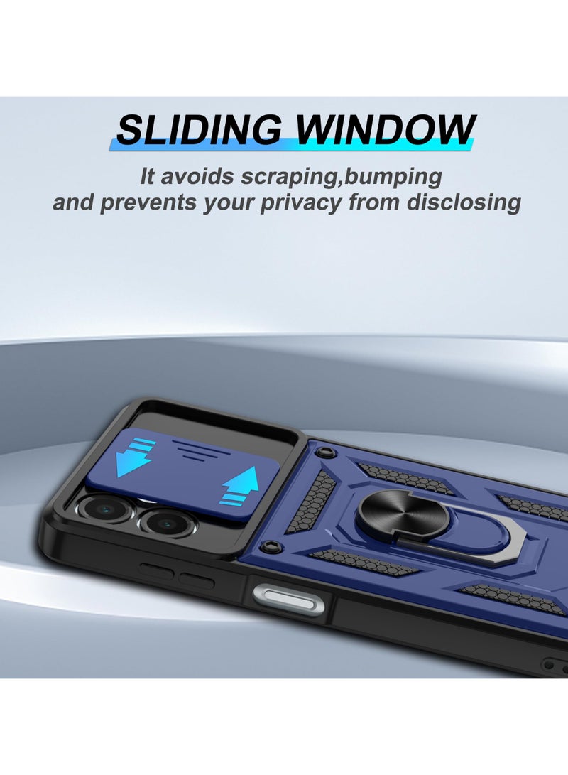 for Samsung Galaxy A06 4G Case Cover, Slide Camera Lens Cover, Magnetic Ring Holder Kickstand Protective Phone Case for Samsung Galaxy A06 4G, Blue  - Image 5